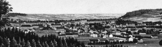 Overview of Jägerndorf, circa 1885
