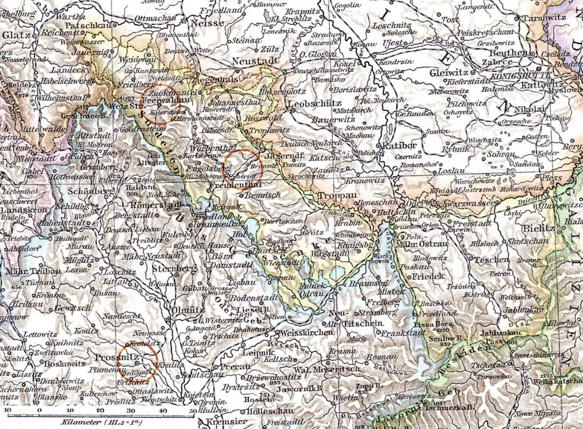 Map of Austrian Silesia